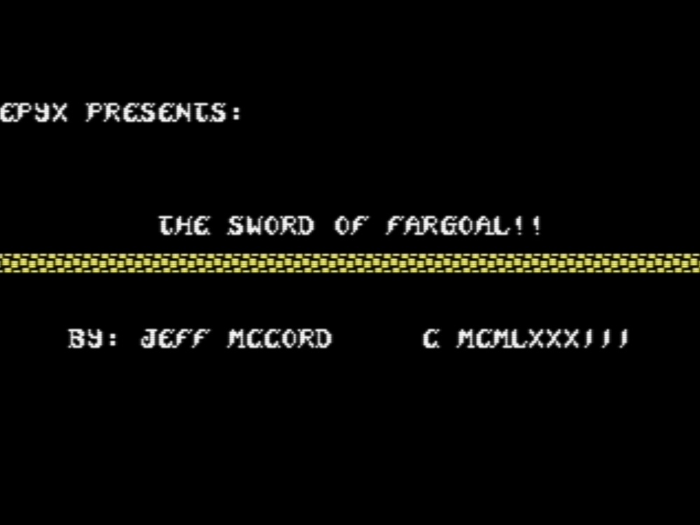 Title Screen of Sword of Fargoal for Commodore 64